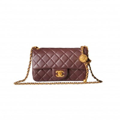 CHANEL MASTER GOLDEN BALL COVER BAG LARGE MINI DARK BROWN AS1787 (20*13*7cm)